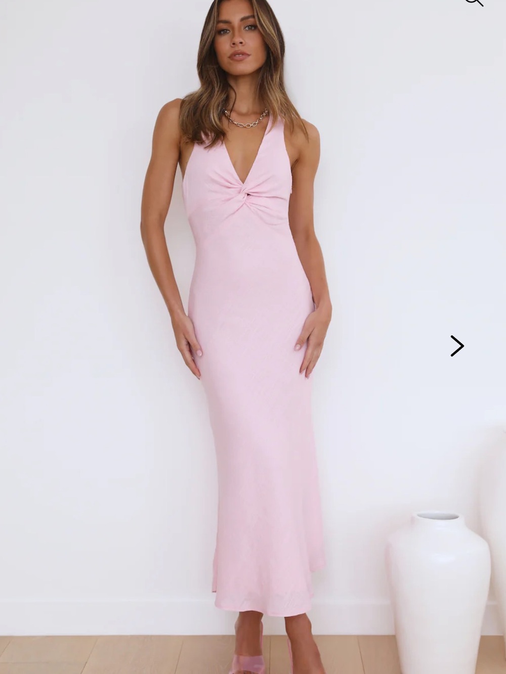 Hello Molly Pink Twist-Front Maxi Dress